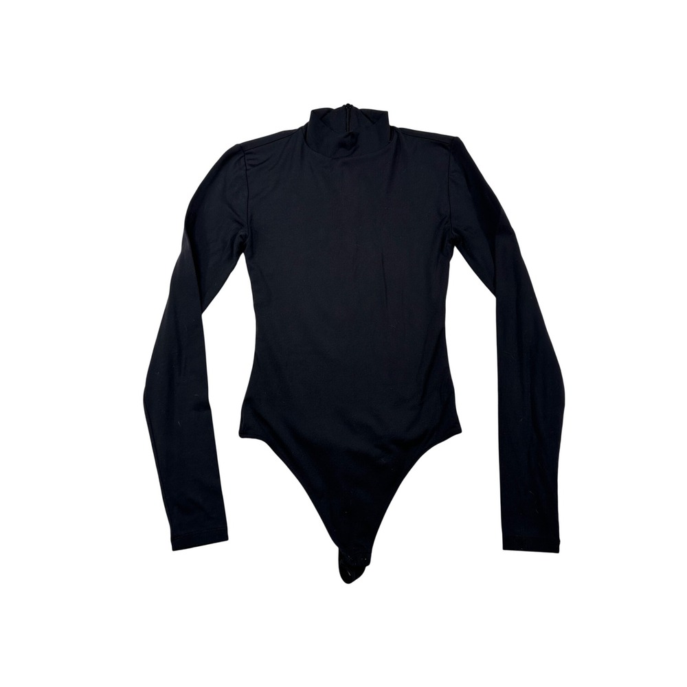 Babaton Aritzia Black‎ Mock Neck Long Sleeve Thong Bodysuit Small - Picture 2 of 8